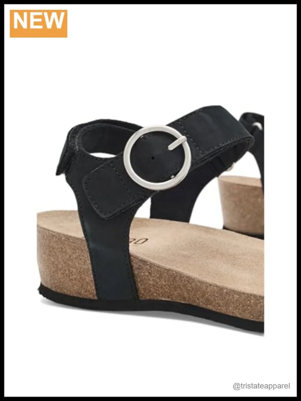 Suede Triple Adjust Wedge Sandal with Arch Support Cork Insole